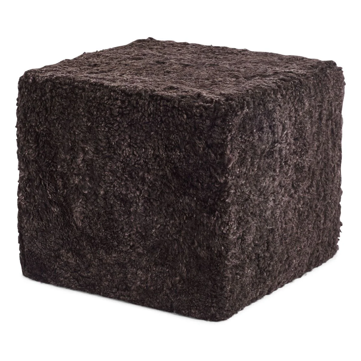 Kort, krøllete saueskinnspuff i ull - Image 5