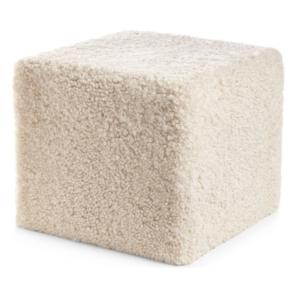 Kort, krøllete saueskinnspuff i ull - Image 7