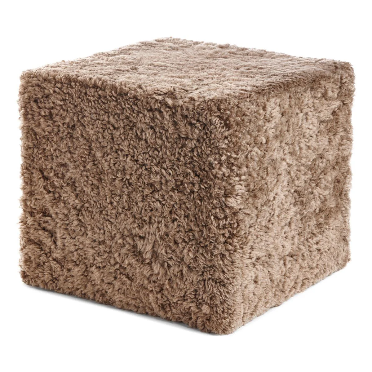 Kort, krøllete saueskinnspuff i ull - Image 8